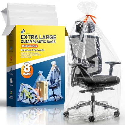 45x65 Inch Extra Large Clear Plastic Storage Bag for Luggage Cover, 8 Pack - size: XX-Large (45"x65")