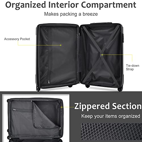 Merax 20" Hardshell Carry-On Luggage Airline Approved with TSA Lock - color: Black Single, size: 20 Inch