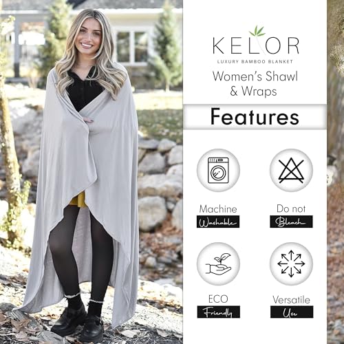 K E L O R Luxury Cooling Travel Blanket - Stretchy, Lightweight Soft & Breathable Shawl Wraps for Women - color: Warm Stone, size: Single-Sided