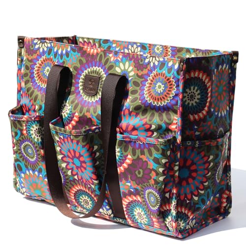 ESVAN Utility Tote Bag with Zip Top Waterproof Teacher Tote Bag for Teacher Work Women Beach - color: D