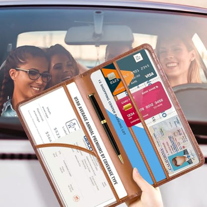 CoBak Car Registration and Insurance Holder - color: L-Crocodile Brown