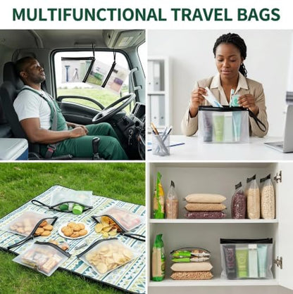 TSA Approved Clear Travel Toiletry Bag with Handle Zipper 8 Pack Quart Size - size: 8 handle zipper