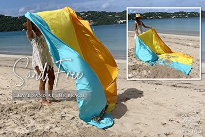 BINDLE Eco-Beach Blanket 10'x9' Extra Large, Recycled Lightweight Material, Sand Free Water Resistant Sandproof, Oversized Portable Picnic Mat for Outdoors Camping Travel, Beach Vibes