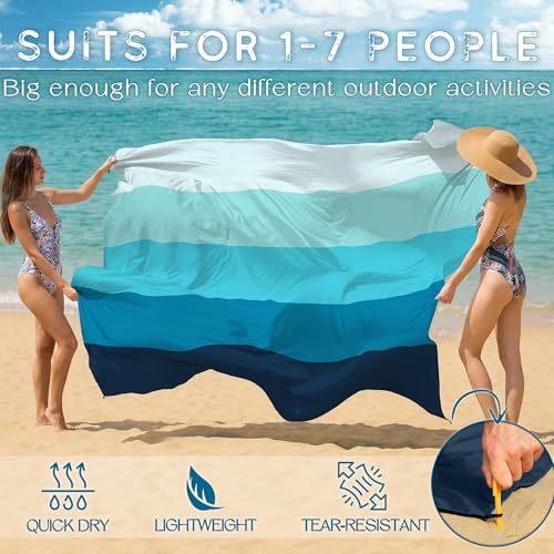 Beach Blanket Waterproof Sandproof 78''X81''/78''X110'' Large Beach Towel - color: Sea, size: 78''X110"