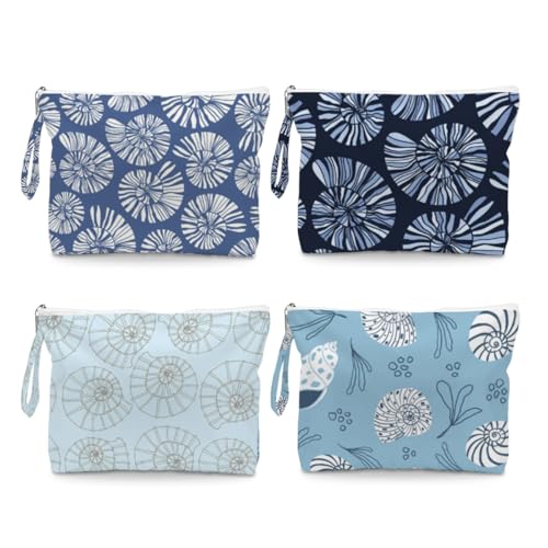 Fokongna 4 Pack Heavy-Duty Reusable Wet Bag, Waterproof Tear Resistant Storage Pouch for Pool Swimsuits Gym Laundry Beach Daily Essentials - color: Blue Conch