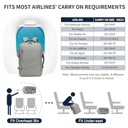 Travel Backpack,Expandable Carry on Daypack Personal Item Bag - color: Gray