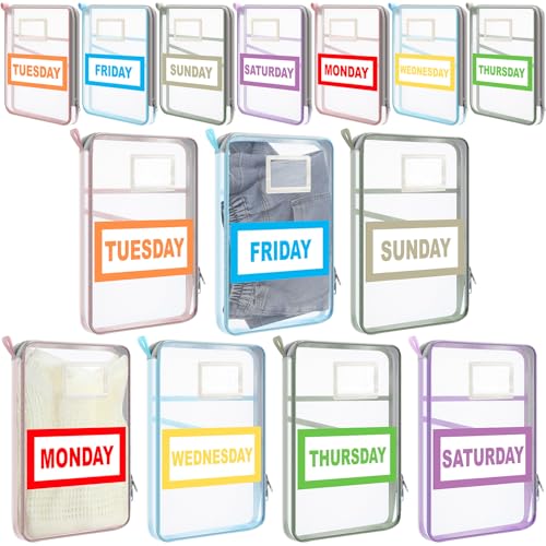 Honoson Days of Week Packing Cubes with Label for Kids, 12x9x1.57 "