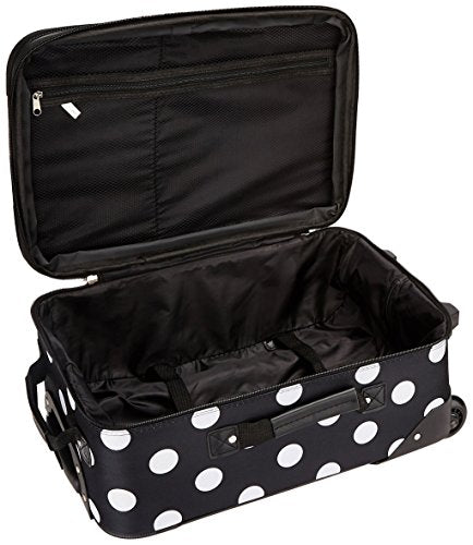 Rockland Vara Softside 3-Piece Upright Luggage Set, Expandable,Black dot, (20/22/28) - color: Black Dot