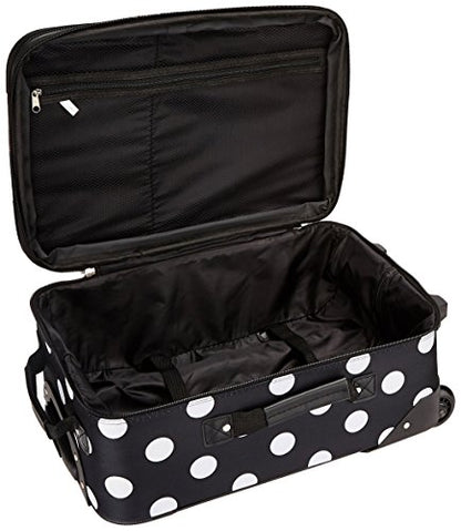 Rockland Vara Softside 3-Piece Upright Luggage Set, Expandable,Black dot, (20/22/28) - color: Black Dot