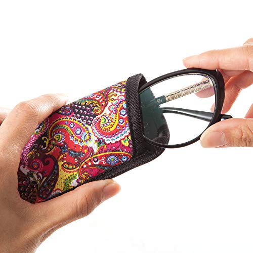 TRIUMPH VISION 3 Pack Reading Glasses Pouch Soft Case Eyeglass Sleeve Slim - color: Flower, size: Large