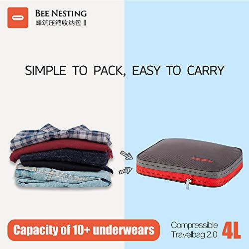 Bee Nesting Compression Packing Cube 4L Waterproof Travel Organizer - color: Blue Red, size: 4 L