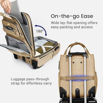 16 Inch Underseat Carry On luggage with wheel,Rolling Small luggage - color: Khaki