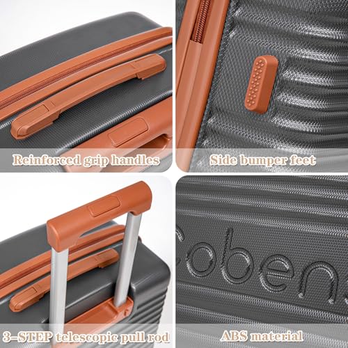 Cobens Luggage Sets 5 Piece, Suitcases with Wheels, 20"/24"/28",Gray - color: Gray, size: 5 Piece Sets (20/24/28/DB/TB)