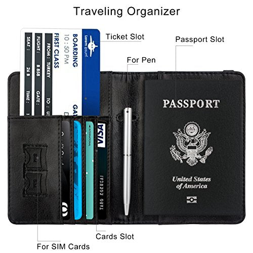 WALNEW Passport Holder for Travel, RFID Passport Wallet, Travel Essentials - color: A-Black