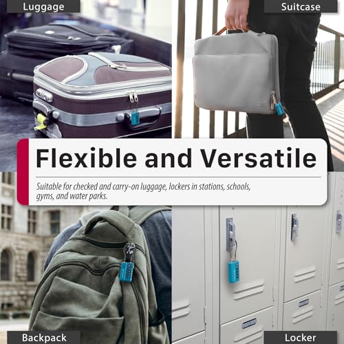 Fosmon TSA Approved Luggage Locks, 4 Digit Combination Cable Travel Lock for Suitcase & Backpack, Heavy Duty Metal Body Padlock with Open Alert Indicator (Blue, 2 Pack) - color: Blue 2 pack