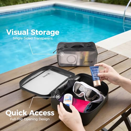 pack all Frosted Clear Organizer Pouch, Lightweight TPU Zipper Bag - size: Medium
