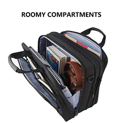 KROSER Laptop Bag Expandable Briefcase Messenger Bag 17.3 Inch Black