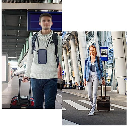RFID Blocking Family Passport Holder For Travel, Neck Wallet - color: Blue