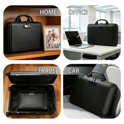 Hard Shell Document Organizer with Lock for Passport, Cash & Certificates