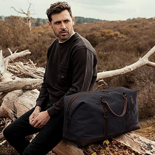 S-ZONE Duffle Bag for Travel Canvas Duffel Bag Carry on Weekender Bag for Men - color: Dark Gray