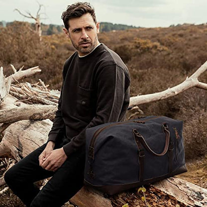 S-ZONE Duffle Bag for Travel Canvas Duffel Bag Carry on Weekender Bag for Men - color: Dark Gray