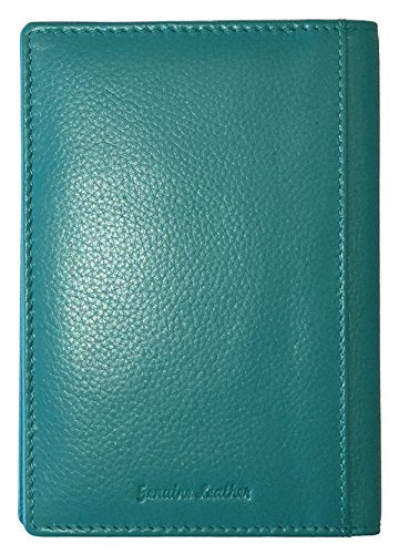 Personalized Monogrammed Teal Leather RFID Passport Wallet - color: Teal, style: Minimalist
