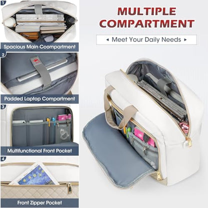 NEWHEY Laptop Bag 17.3 Inch Laptop Briefcase for Women Large Computer Bag - color: Khaki&beige, size: 17 inch