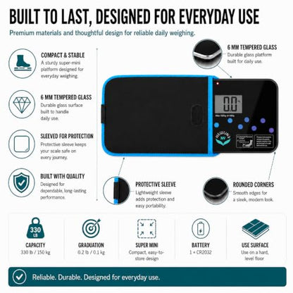 600 Super Mini Travel Bathroom Scale with Sleeve, Trendy Wave - color: Trendy Wave