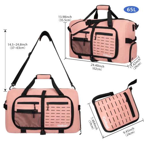 Goloni 65L Foldable Duffle Bag for Travel, Large Durable Travel Duffel Bag - color: Pink, size: 65L