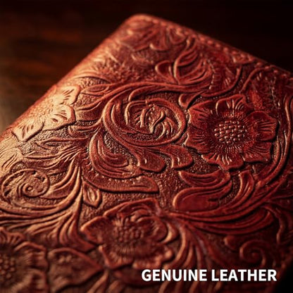 Genuine Leather Passport Holder Travel Bifold Wallet | For Men And Women Slim RFID Blocking Red - color: Red