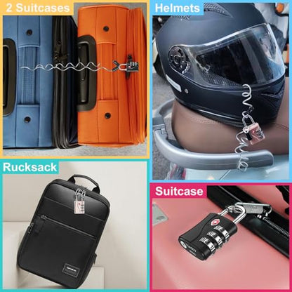 ZHEGE TSA Luggage Lock for Train 4 Pack, 1 Cable (30 Inch) (Black) - color: Black, 4Pack