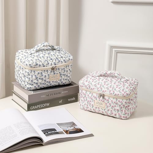uekeboag Large Travel Quilted Makeup Bag for Women - color: 1Pc Little Purple Flower