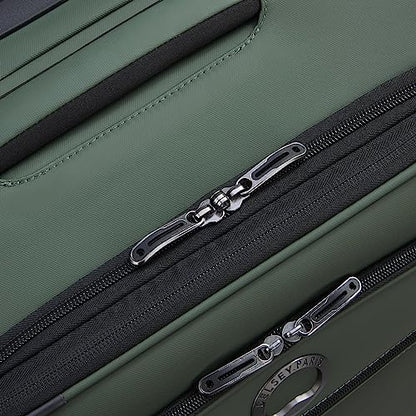 DELSEY PARIS Sky Lite 19-Inch International Lightweight Carry-On Luggage - Water-Resistant Polyester, Dual Spinner Wheels, Multiple Exterior Pockets, Green - Softside Bag for Easy Travel - size: Carry on 19 Inch