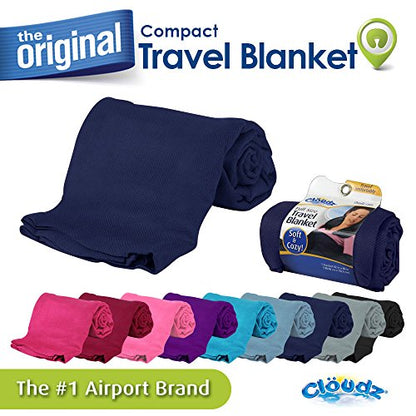 Cloudz Cozy Compact Airplane Travel Blanket for Your Flight, Car, Camping, Home or Comforting Warmth Anywhere! - Navy - color: Blue