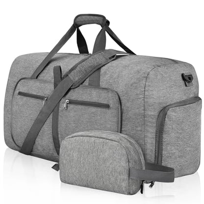 Felipe Varela Foldable Duffle Bag for Travel Weekend Overnight Gym Camping - color: C Gray, size: 40L