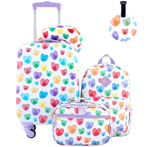 Travelers Club 5 Piece Kids' Luggage Set, Thumbprint Heart - color: Thumbprint Heart
