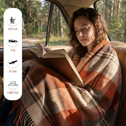Soft Pure Wool Fall Throw Blanket, Lightweight Warmth, 55"x83" - color: Maple Forest, size: Standard (1.5 lbs)