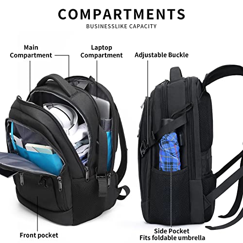 DUSLANG Anti-Theft Laptop Backpack, Black, 15.6-14-13 Inch Laptop Sleeve, USB Charging Port - color: Black