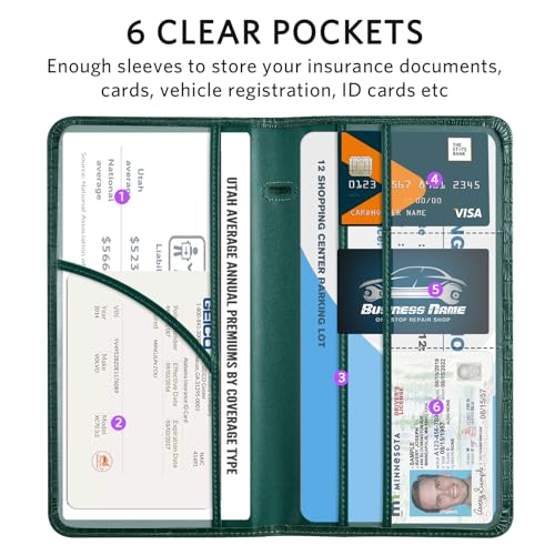 CoBak Car Registration and Insurance Holder - color: L-Crocodile Pine Green