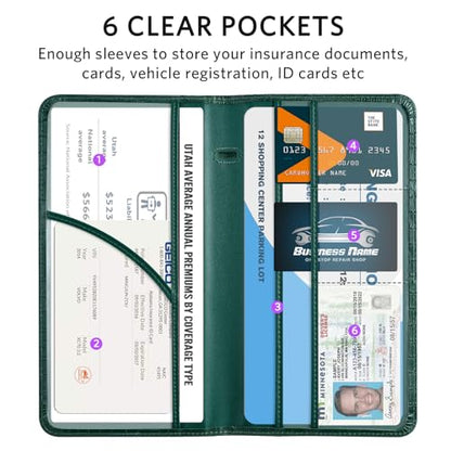 CoBak Car Registration and Insurance Holder - color: L-Crocodile Pine Green