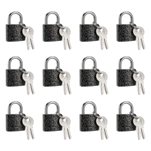 12 Pcs Mini Suitcase Locks with Different Keys Small Keyed Padlocks（Black） - color: Black, size: 20MM-12PCS