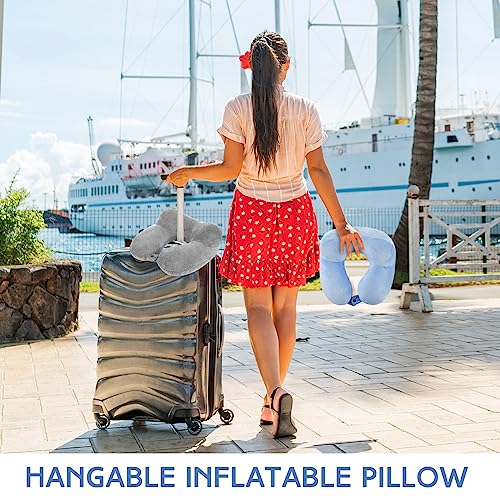 Sintuff 2 Pack Inflatable Travel Neck Pillow Airplane, Light Gray, Blue - color: Light Gray, Blue