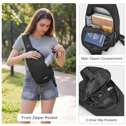 G4Free Sling Bag for Men, RFID Blocking Crossbody Bag for Daily - color: black