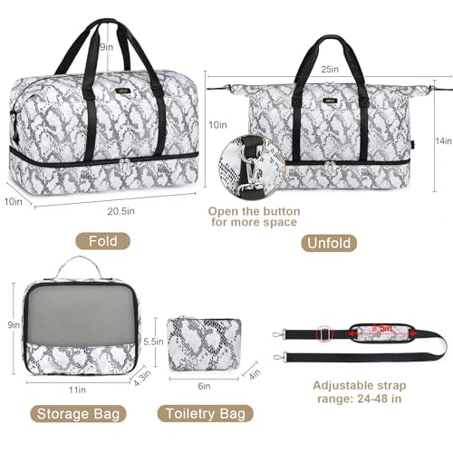 IBFUN Weekender Bags for Women, 21" Travel Duffle Bag with Shoe Compartment - color: E5-Grey