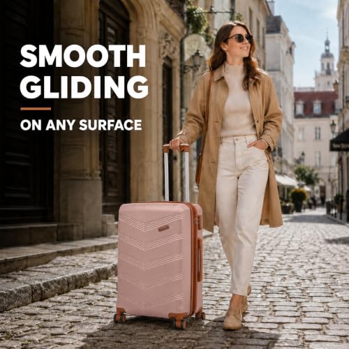 CONCEPTEN Expandable Carry on Luggage 3 Piece Suitcases with Spinner Wheels - color: Champagne Gold, size: 3 Piece