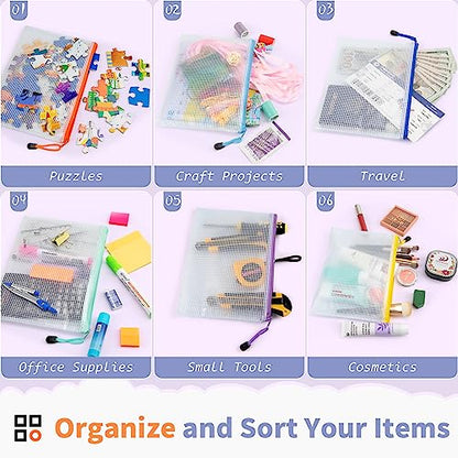 Umriox 24 Pack A5 Black Mesh Zipper Pouches, Office Document Storage Bags - style: Black 24pcs, A5