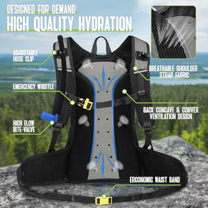 N NEVO RHINO Hydration Backpack, 18L Hiking Backpack with 3L Water Bladder - color: Black