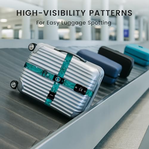 Travelkin Luggage Straps TSA Approved, Suitcase Straps with TSA Lock - color: Air Line Blue