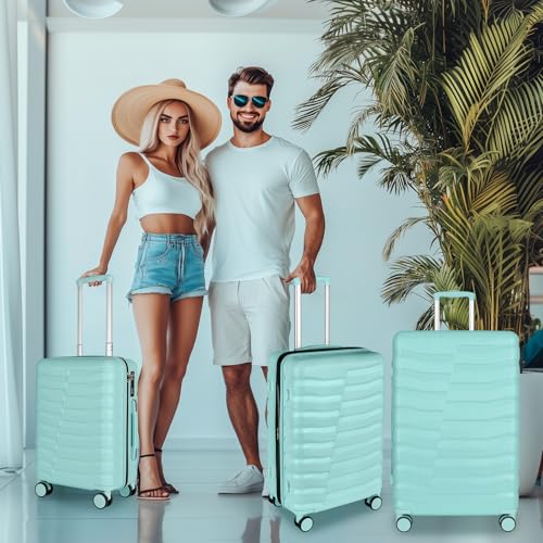WireHot 3-Piece Hardshell Travel Luggage Set, Mint Green, 20in/24in/28in - color: Mint Green, size: 20in/24in/28in (3-Piece Set)