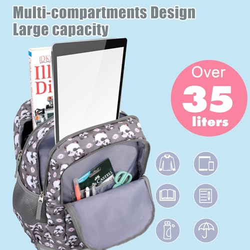 Tilami Rolling Backpack for Kids 18 Inch Wheeled Bookbag for Boys & Girls for School & Travel,Panda - color: Panda